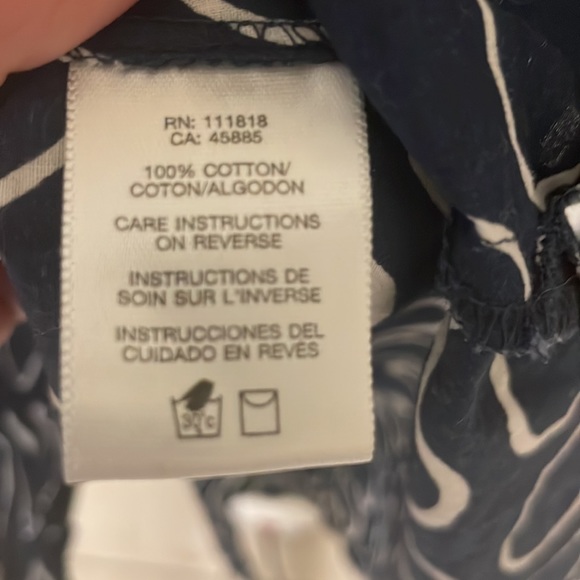 Navy Blue & White Semi Sheer Michael Kors Beaded Blouse Top - Large - Picture 7 of 7